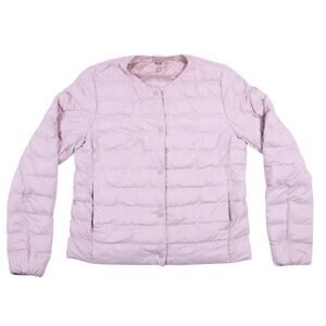 Uniqlo Down Pufftech Puffer Quilted Ultralight Jacket Dust Pink Snaps Pockets XS